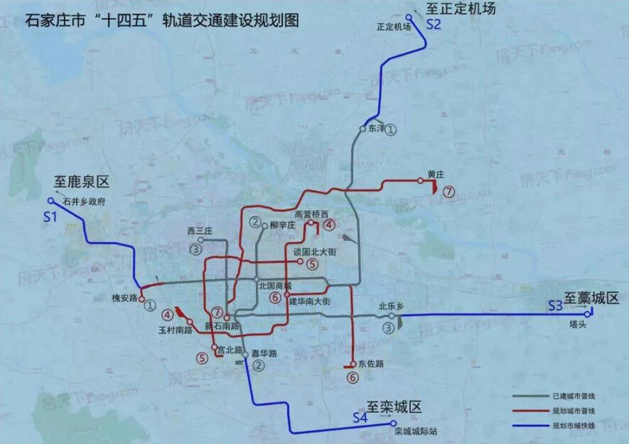 石家庄十四五轨道交通建设规划图已出,涉及地铁4,5,6