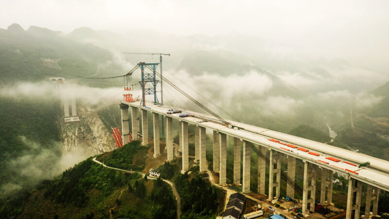 The construction of the Renzun Expressway Dafaqu Bridge is progressing ...