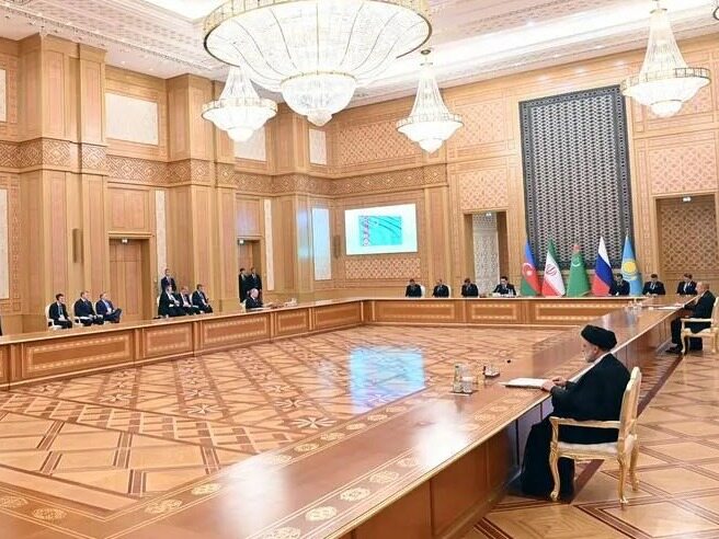Leaders of the five countries along the Caspian Sea issue a joint ...