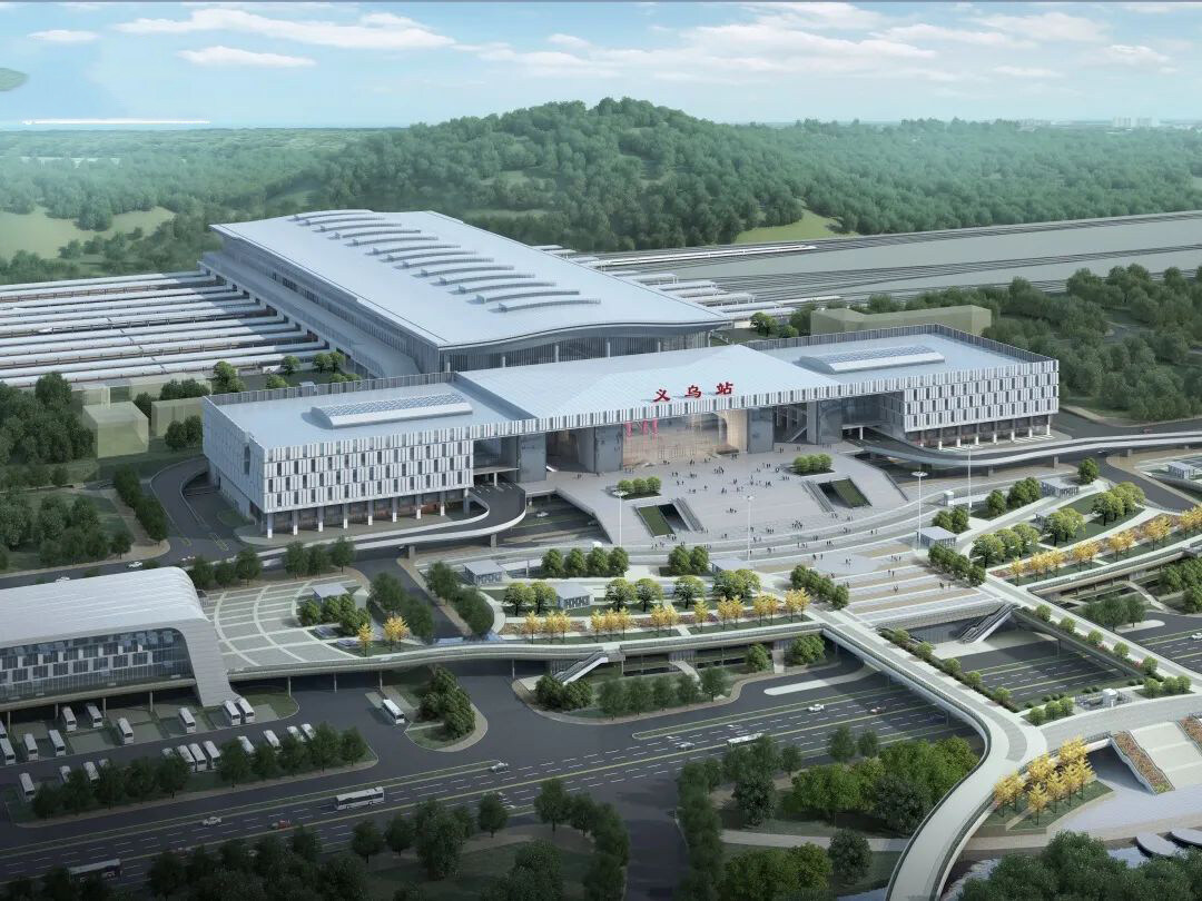 Construction of the new Yiwu high-speed railway station