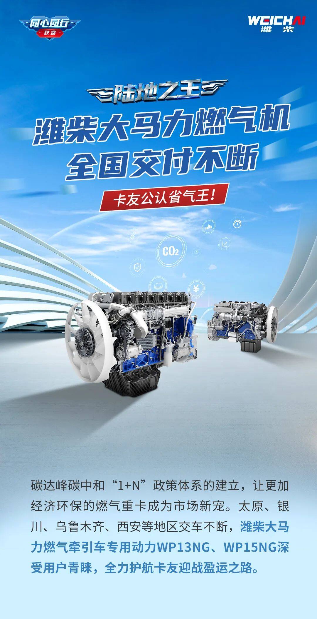 Weichai highhorsepower gas engine has been delivered throughout the