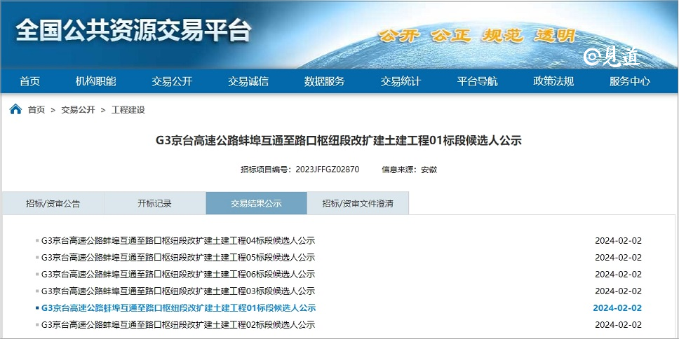 安徽省88亿公路大单发榜,中铁十五局、中建八局、中交三公局等中标!--见道网