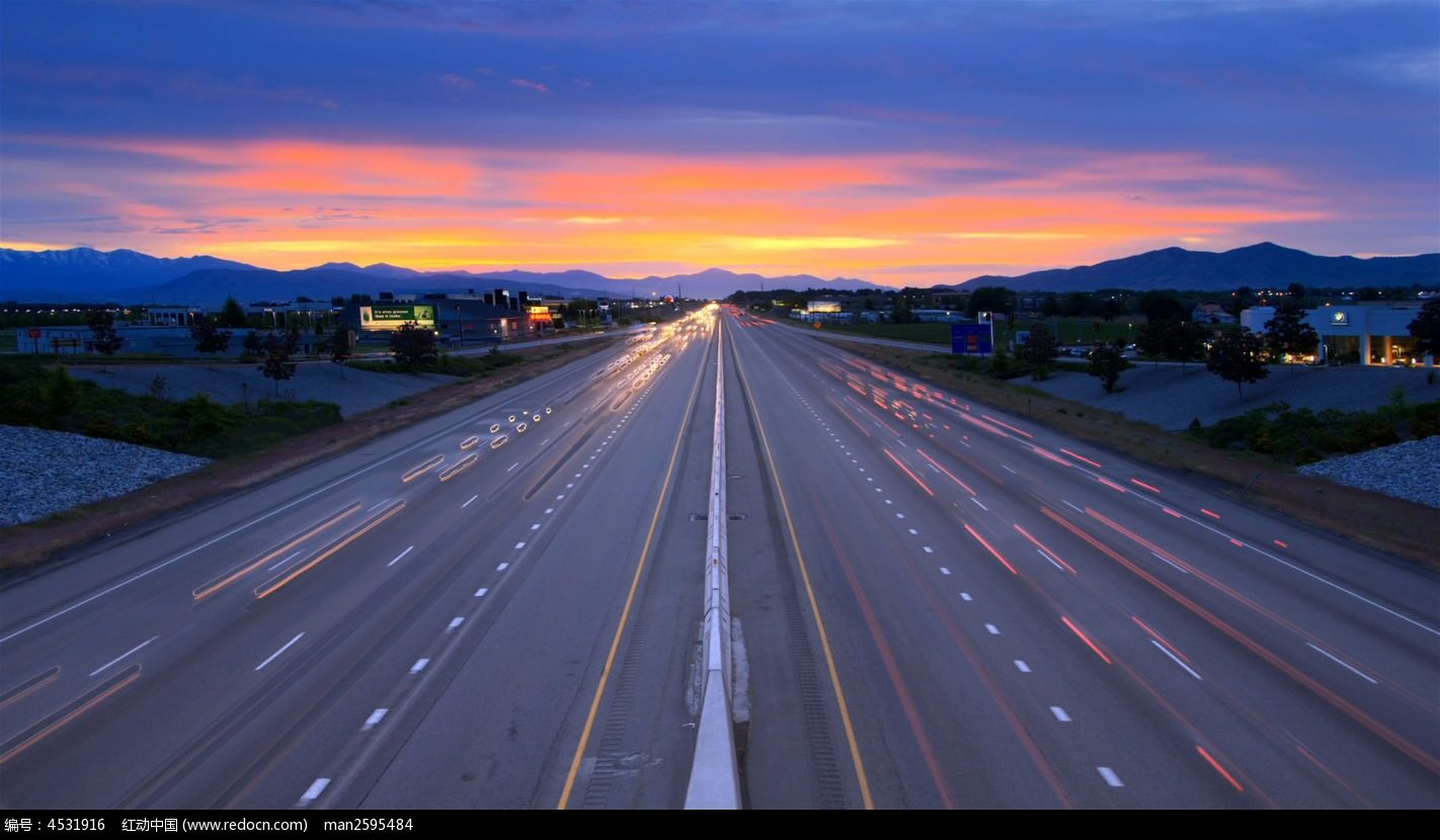 高速公路车流延时实拍视频素材_红动网