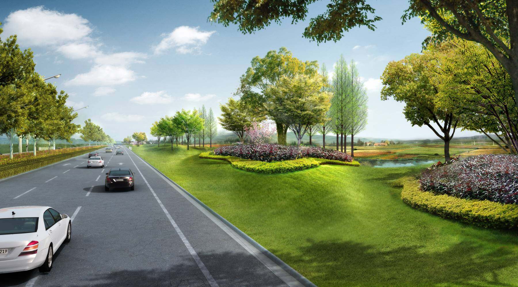 道路景观效果图下载-光辉城市